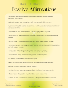 Positive affirmation for anxiety PDF (green version)